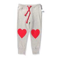 Minti Heart Knee Trackies Grey Marle/Red